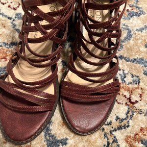 BROWN COCONUTS BLOCK SANDAL TYPE HEELS SZ 7.5M